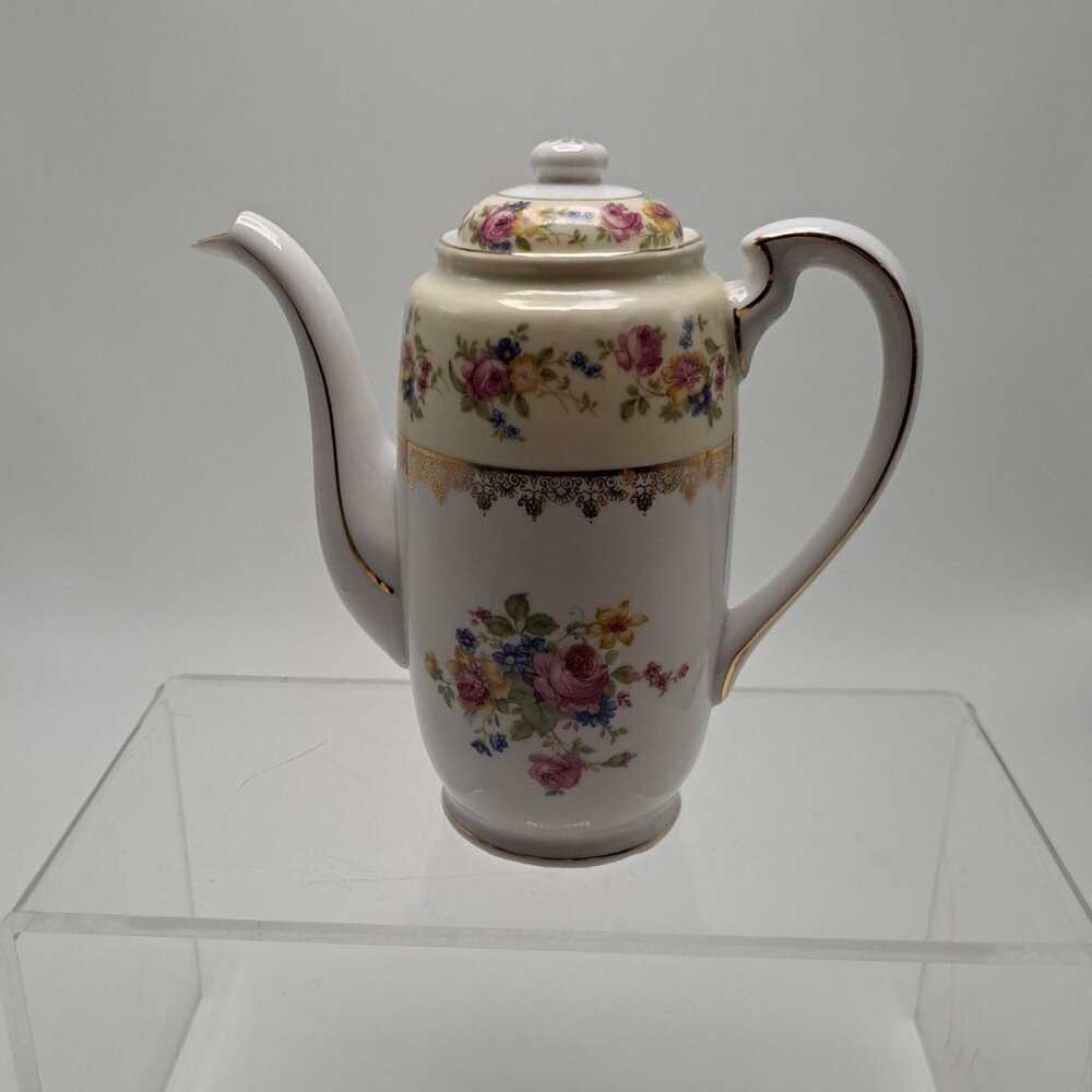 Goldcastle Floral Porcelain Coffee Pot Vintage